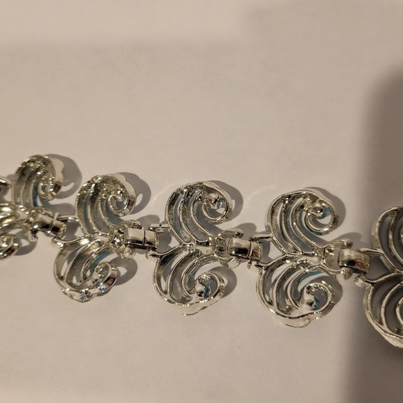 Mid-Century blue and silver toned vintage necklace with matching bracelet - Picture 4 of 5